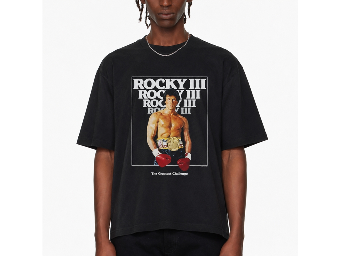Rockinstone Rocky Movie 3 Poster Black Adult T-shirt Size:s