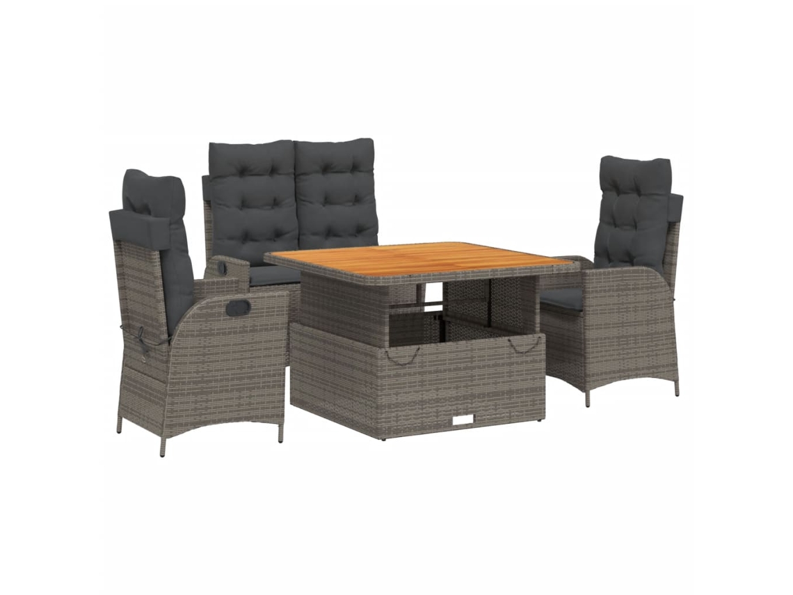 Garden Dining Set, Garden Dining Sets Vidaxl Cinzeto Rattan / Vime (110 Cm Table Length)