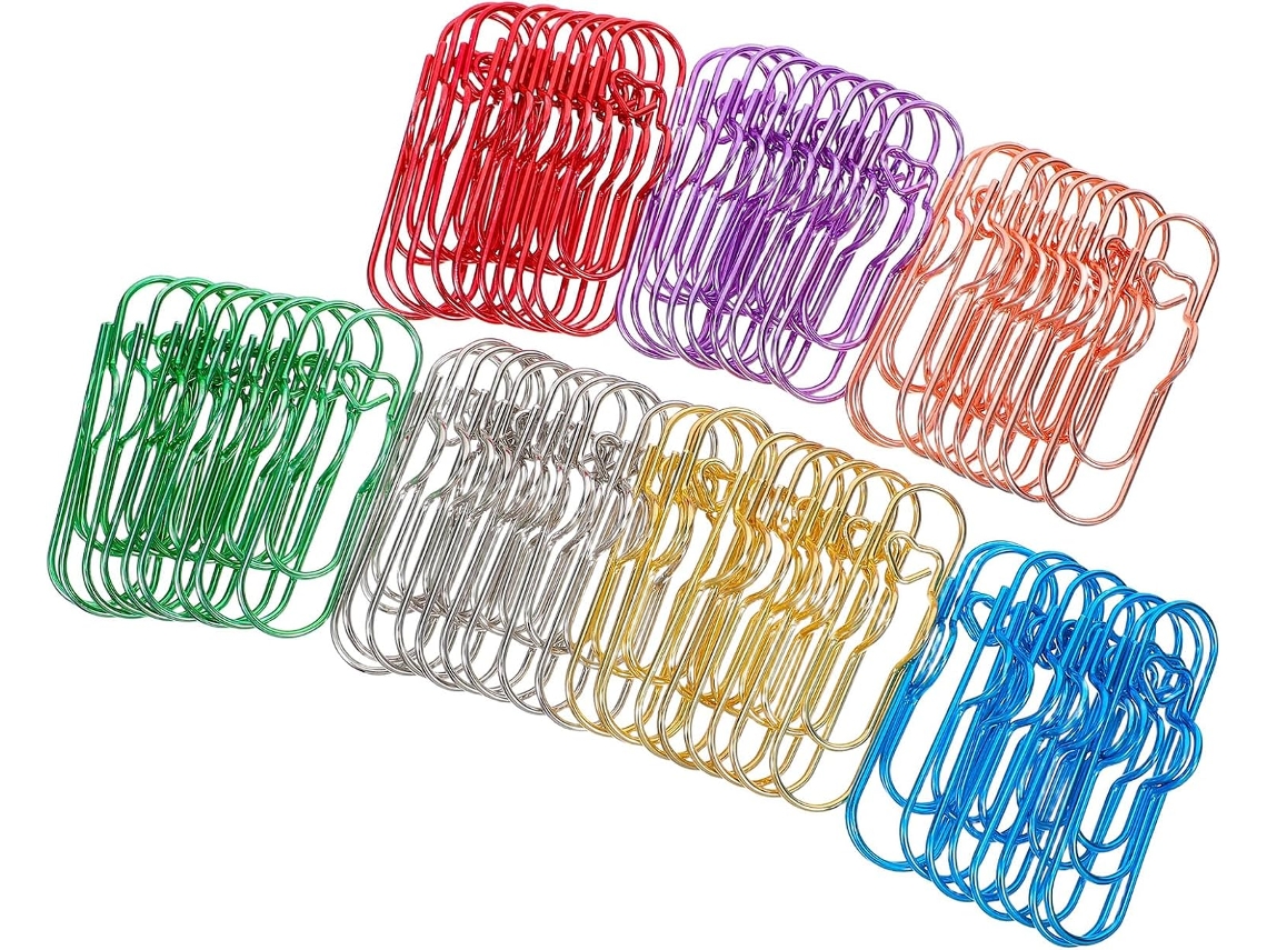 Organizador De Papel Alipis Com 70-clips Metálicos Multicoloridos Dourado, Rosa, Prateado, Azul, Roxo, Vermelho, Verde