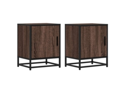 Conjunto de 2 Mesas de Cabeceira Carvalho Castanho MAISON EXCLUSIVE (40x31x50 cm)