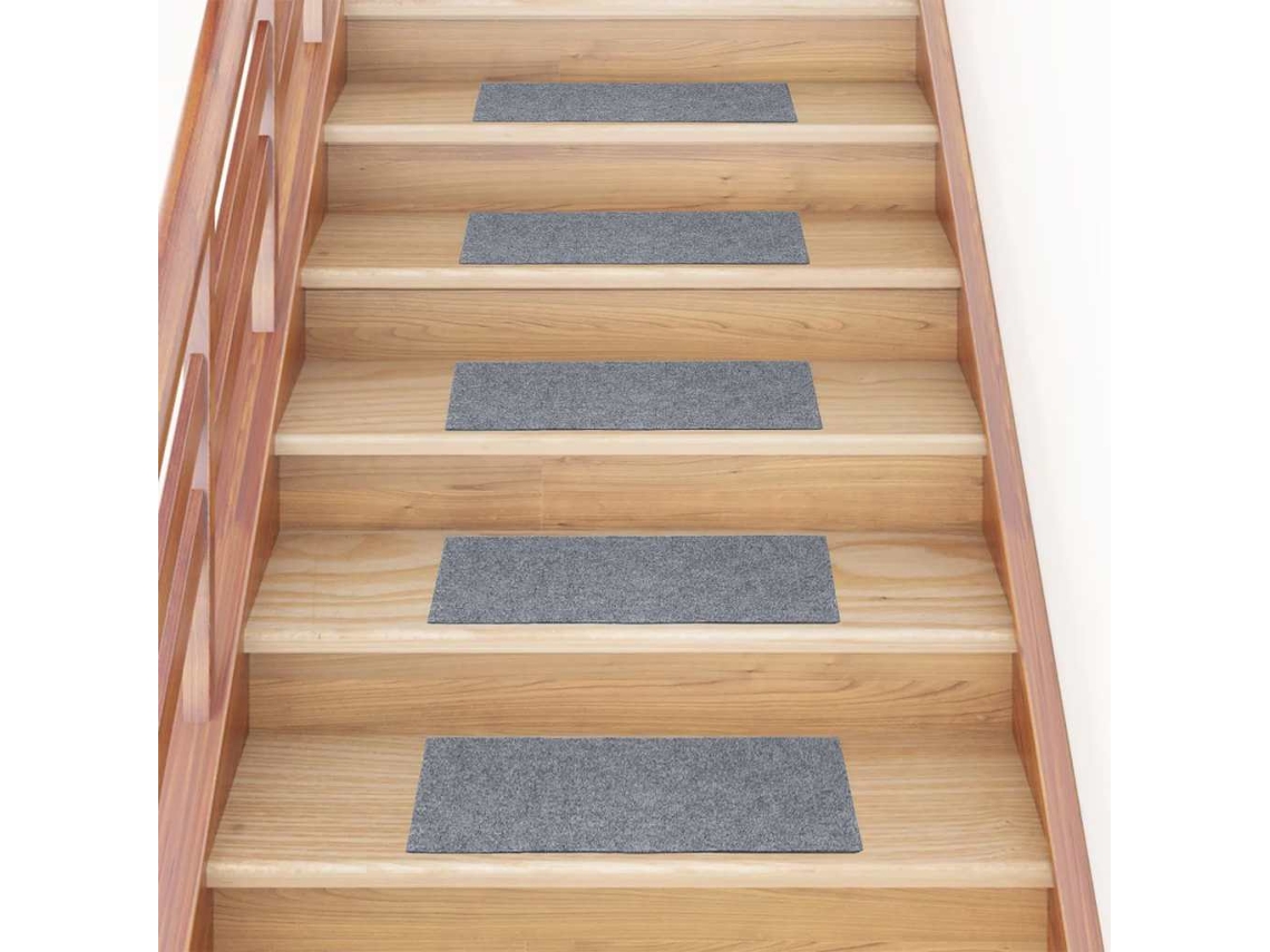 Vidaxl Tapetes De Escada Autoadesivos 15 Peças 60x25 Cm Cinza Claro Retangulares