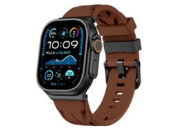 Bracelete para Apple Watch 42/41/40/38mm Silicone Preta com Fivela de Pino Marrom XIAOMOYU