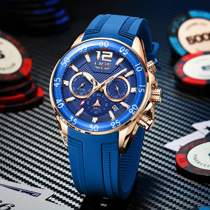 Pulseira De Silicone Esportiva À Prova D'água Com Movimento De Quartzo Luminoso (dourada E Azul).