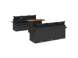 Conjunto 7 Conjunto De Sofá De Jardim Vidaxl Preto Vime Pe (100 X 55 X 73 Cm)