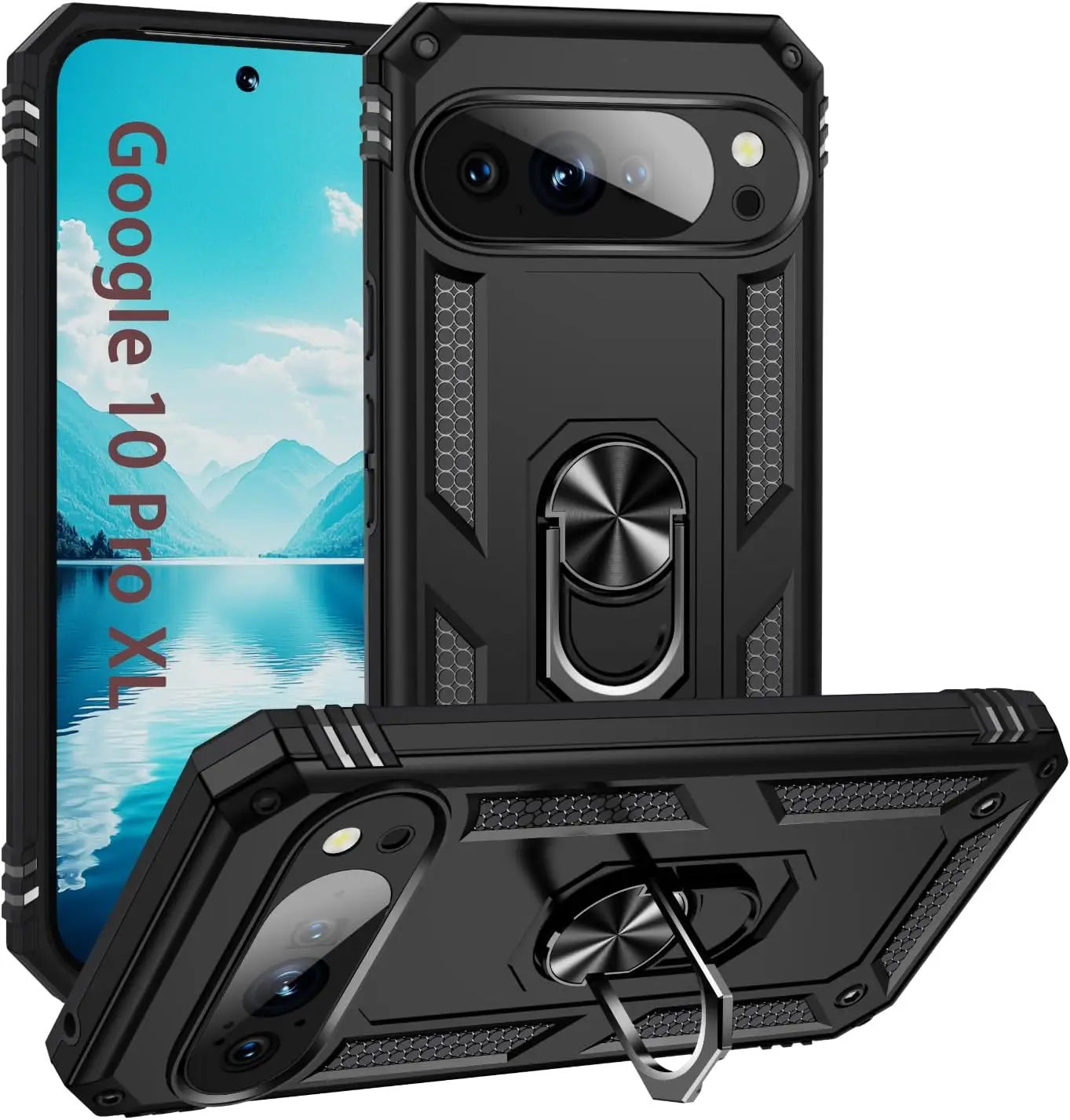 (preto, Google Pixel 10 Pro) Capa Magnética Para Celular Para Carro, Suporte De Anel À Prova De Choque, Capa Protetora Resistente.