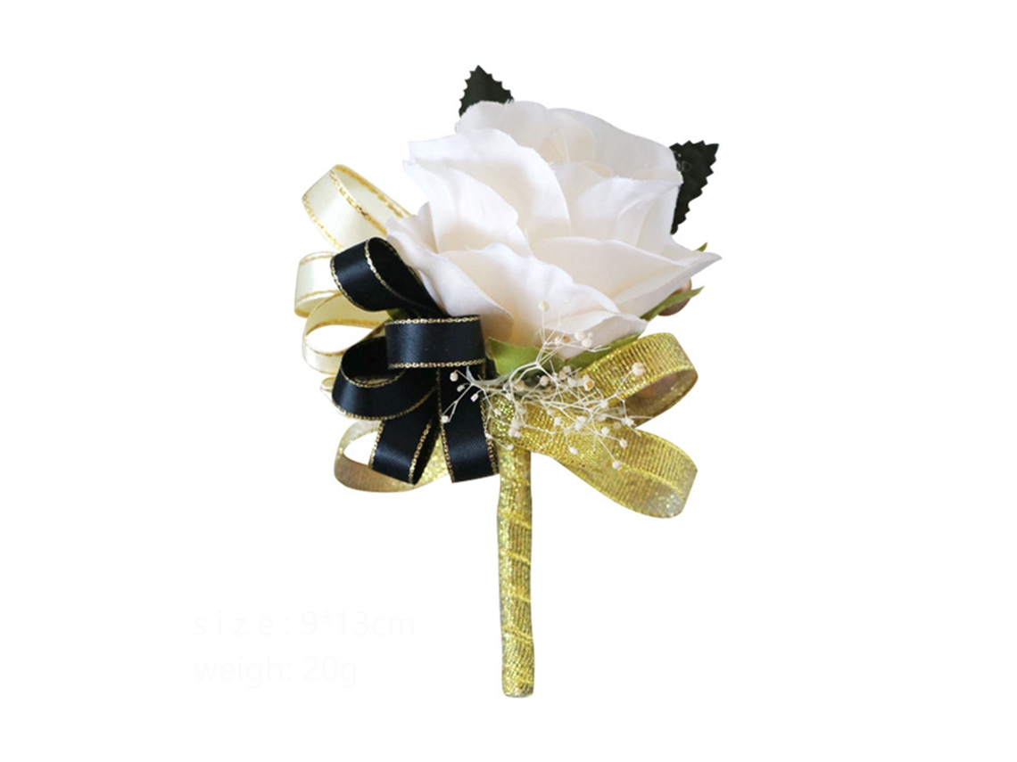 Botão de Noiva e Groom com Flor de Lapela Champagne LAXISCREED