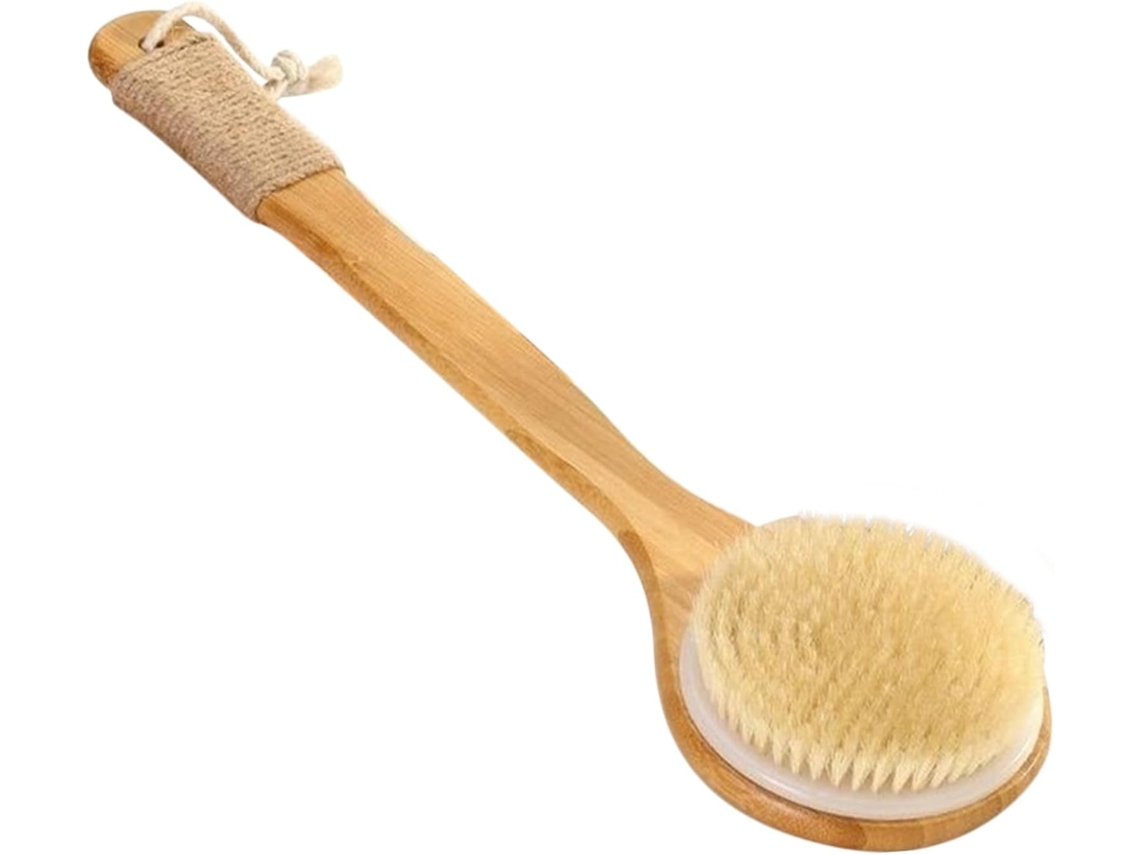 Escova De Banho Com Cordão Para Pendurar, Cabo Longo De Bambu, Cerdas Macias Para Esfoliação E Cuidados Com A Pele