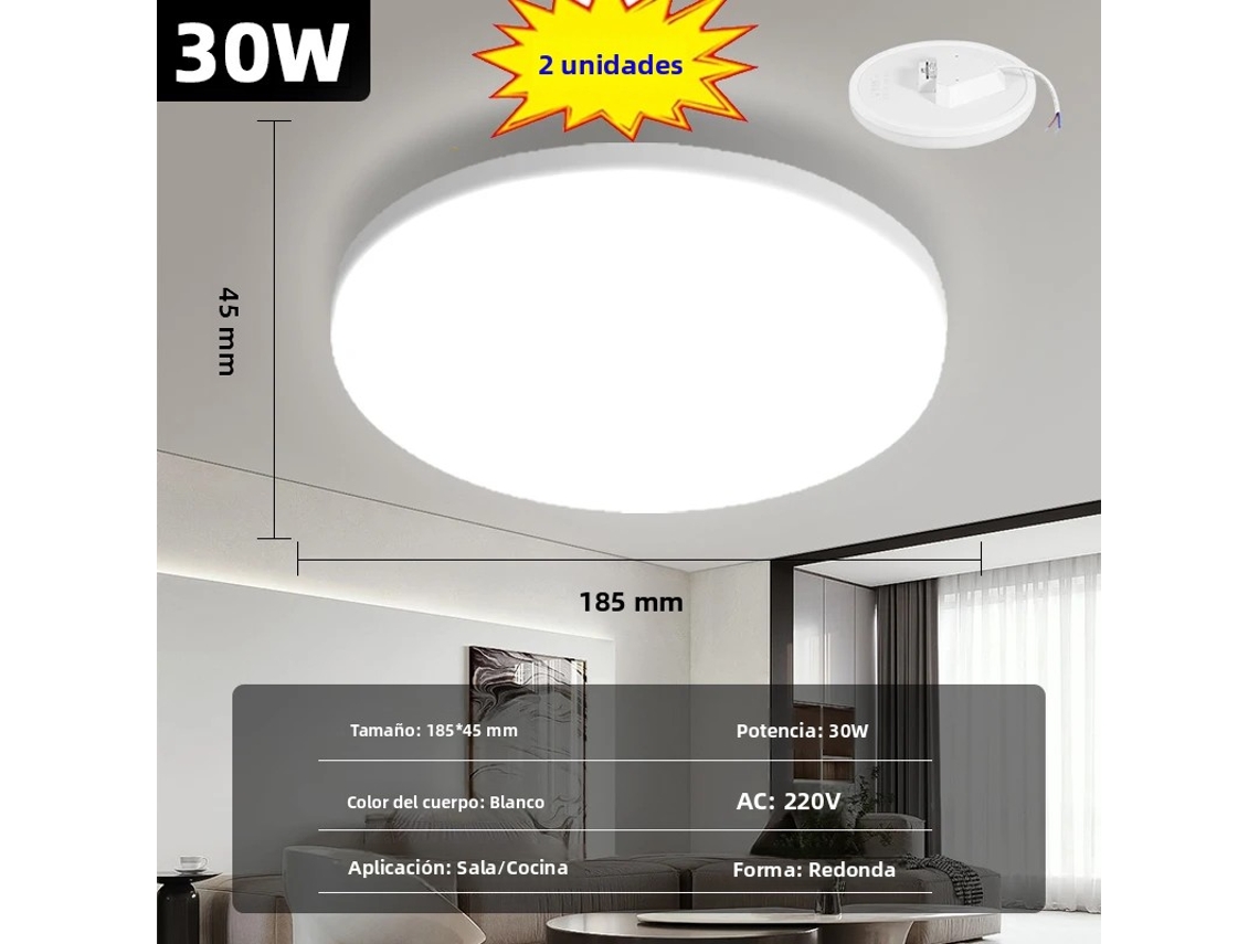 (conjunto De 2 Peças Com Luz Quente De 30w) Luminária De Teto Led Redonda Moderna, Iluminação Em Pvc Com Economia De Energia