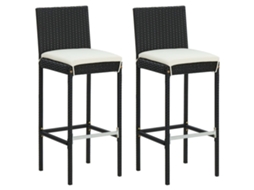 Bar Stool, Bar Stools Vidaxl Preto Rattan / Vime (n/a)