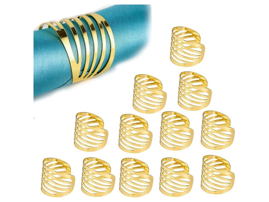 Anéis Para Guardanapos Linjou Dourados, Feitos À Mão, Metal, 12 Peças, Para Mesa, Casamentos, Festas
