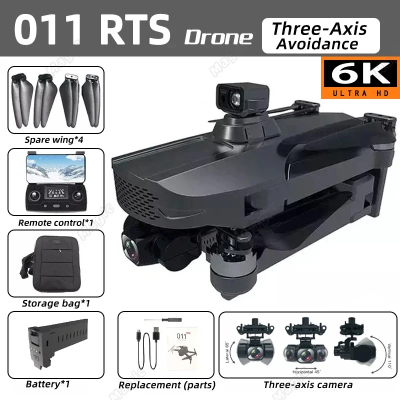 Drone 011rts Profissional, 3km Alcance, Câmera 8k Hd, Wifi Fpv, Dobrável, Motor Brushless, Gps, Quadricóptero Para Fotografia Aérea. Aeuzwr