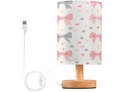 Luminária De Cabeceira Skyshu Em Formato Nó, Pequena Luminária De Mesa Led Usb Com Base Madeira Antiderrapante E Cúpula