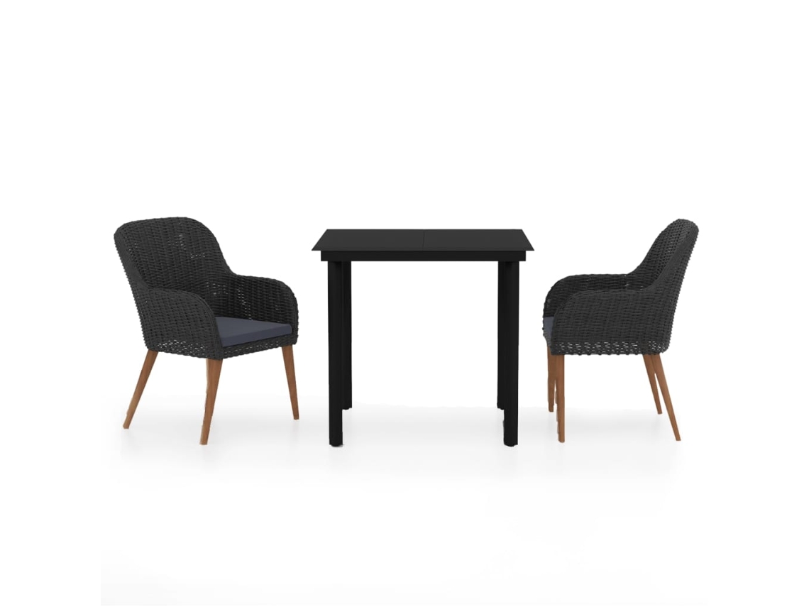 Garden Dining Set, Garden Dining Sets Vidaxl Preto Rattan / Vime (80 Cm Table Length)
