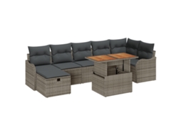 Conjunto 8 Conjunto De Sofá De Jardim Vidaxl Cinzento Vime Pe (100 X 55 X 73 Cm)