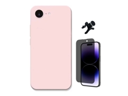 Kit Vidro Anti-spy Capa Silicone Líquido Suporte Magnético Reforçado Phonecare Para Apple Iphone 17e - Rosa