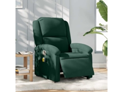 Vidaxl Poltrona De Massagens Reclinável Elétrica Veludo Verde-escuro