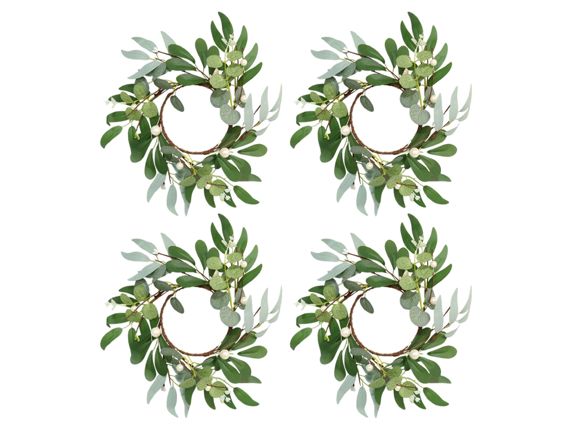 Vela Decorativa Com Folhas De Eucalipto E Pérolas, Conjunto De 4 Unidades Laxiscreed