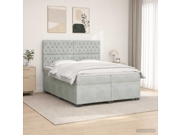 Vidaxl Cama Box Spring Com Colchão Cinzento-claro 200 X 200 Cm Veludo