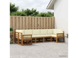 Vidaxl Conjunto De Sofás Para Exterior 7 Unid. Natural E Creme