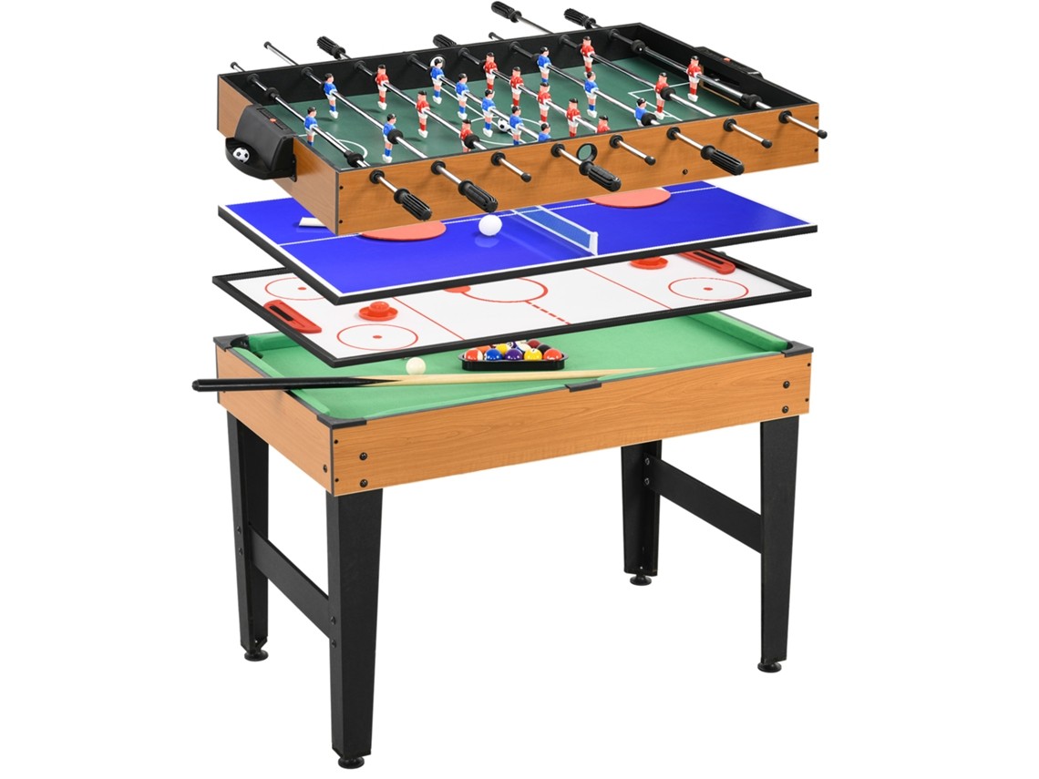Mesa Multijogos 4 Em 1, Mesa De Jogos De Festa Com Tênis De Mesa, Pebolim, Bilhar E Hóquei De Mesa, Para Diversão Multijogador, Aço, Madeira Hvorstur