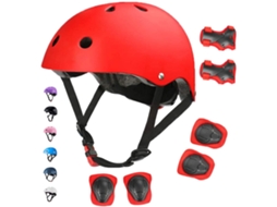 Conjunto infantil AQUAFORGE com Capacete e Joelheiras, vermelho, P, 12-30kg