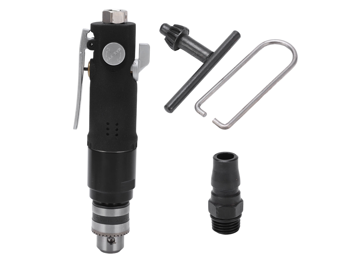 Furadeira pneumática de 3/8" com mandril de 3 dentes, velocidade variável, cabo reto, rotação no sentido horário e anti-horário, estilo JP
