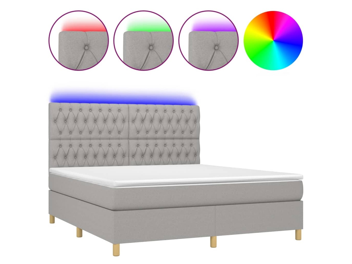 Box Spring Bed, Box Spring Beds Vidaxl Cinzeto Tecido (180 X 200 Cm)