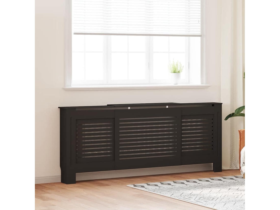 Vidaxl Cobertura De Radiador Mdf 205 Cm Preto