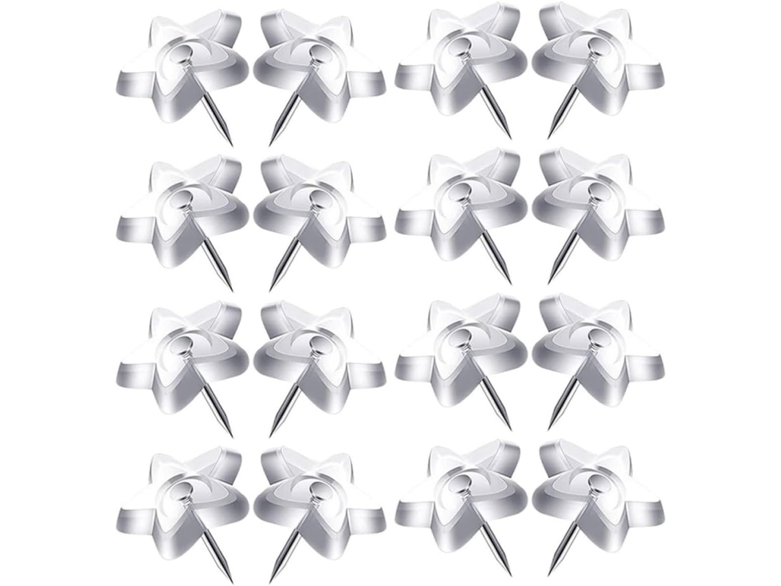 Ipetboom Conjunto De 50-tachinhas Decorativas Transparentes, Estrelas De Plástico E Aço Inoxidável Para Quadros Paredes