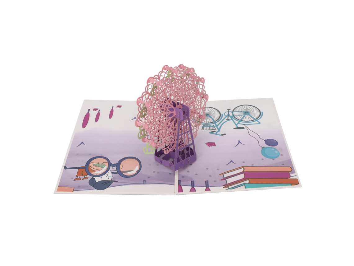 Tarjeta De Felicitación 3d De Rueda De La Fortuna Plegable Multifuncional Para Graduación, Cumpleaños Y Viaje