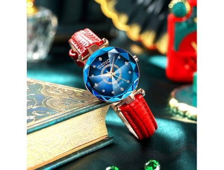 Relógio Quartzo Coração do Mar Feminino Relógio com Pulseira em Aço Maciço e Vidro Perfurado GRPT