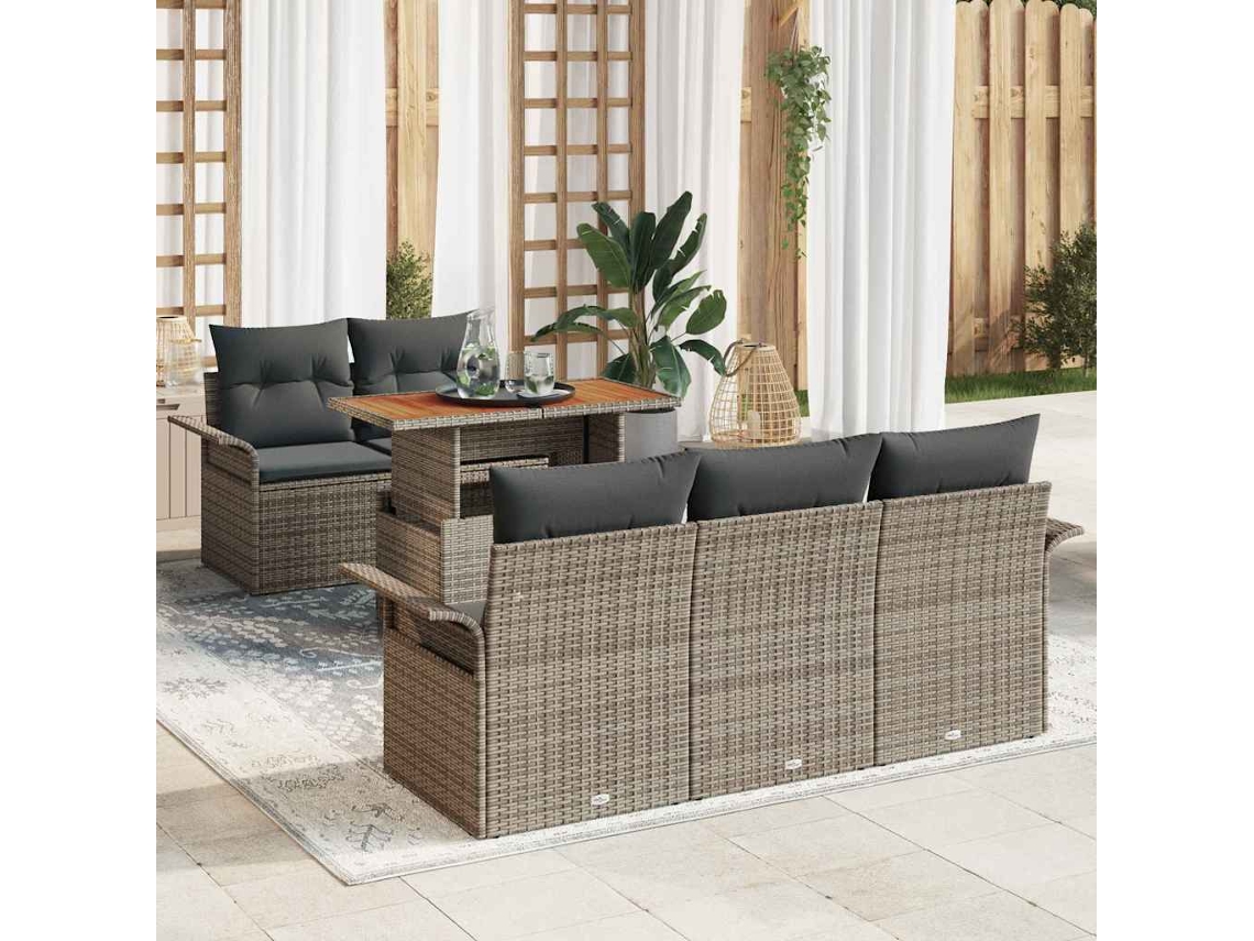 Vidaxl Conjunto De Sofá De Jardim 6 Pcs Cinzeto Rattan Sintético