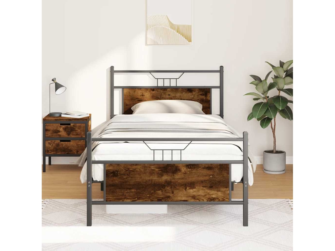Estrutura De Cama Sem Colchão 107x203 Cm Carvalho Fumado
