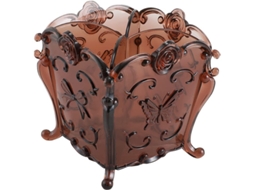 Organizador NOVA LINE de mesa decorativo floral, moderno, para pincéis e cosméticos, café