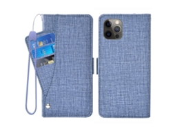 Capa Para Iphone 14 Pro Pele Sintética Com Porta-cartões Azul