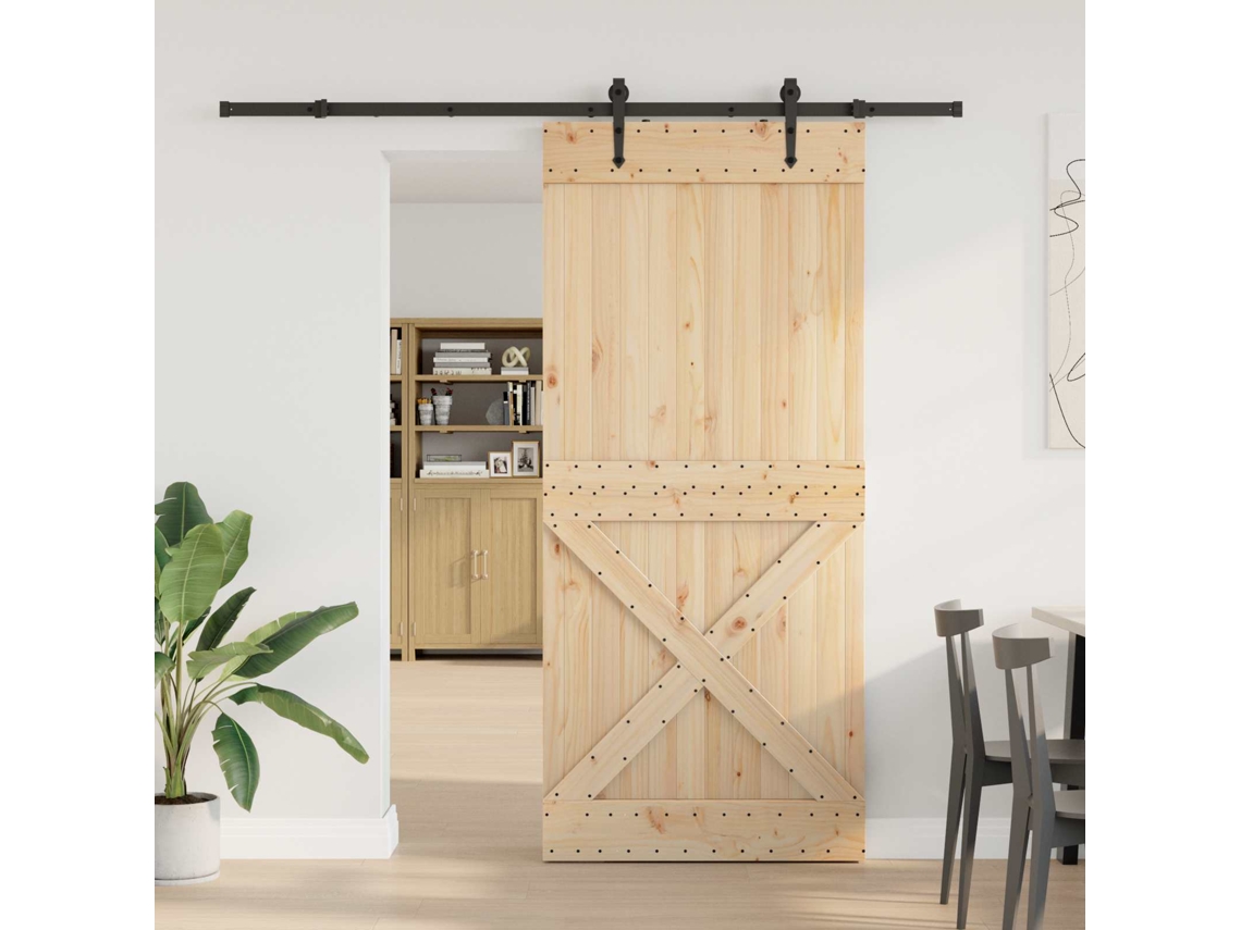 Vidaxl Porta Deslizante Narvik Natural E Preto 100 X 210 Cm (213,5 Cm)