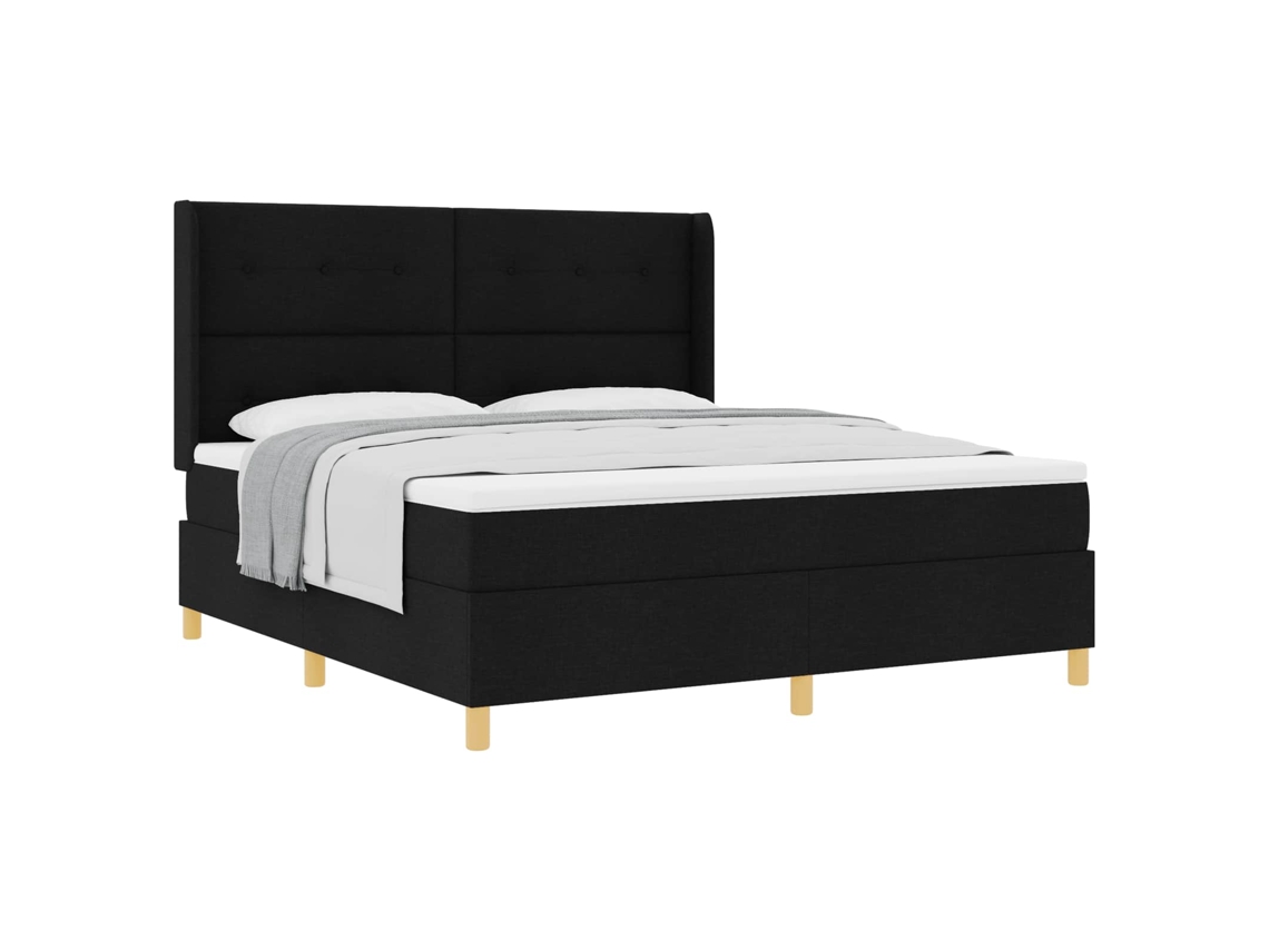 Conjunto 1 Cama Box Vidaxl Preto Tecido (180 X 200 Cm)