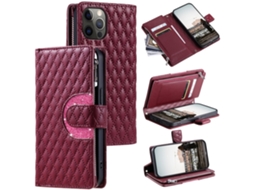 Capa Pega Para Iphone 12 Pele Sintética Vermelho