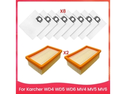 Conjunto De 10 Filtros E Sacos Pó Para Aspiradores Wd4, Wd5, Wd6, Mv4, Mv5 Mv6. Peças Reposição Acessórios. Tuotuo