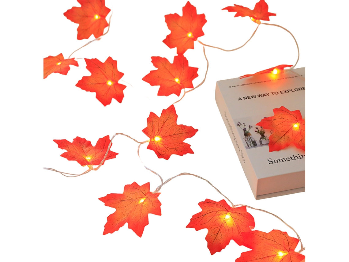 Laxiscreed Luzes De Abóbora E Folhas De Maple Para Halloween, Décor De 3m Com 20 Leds, Funciona A Bateria