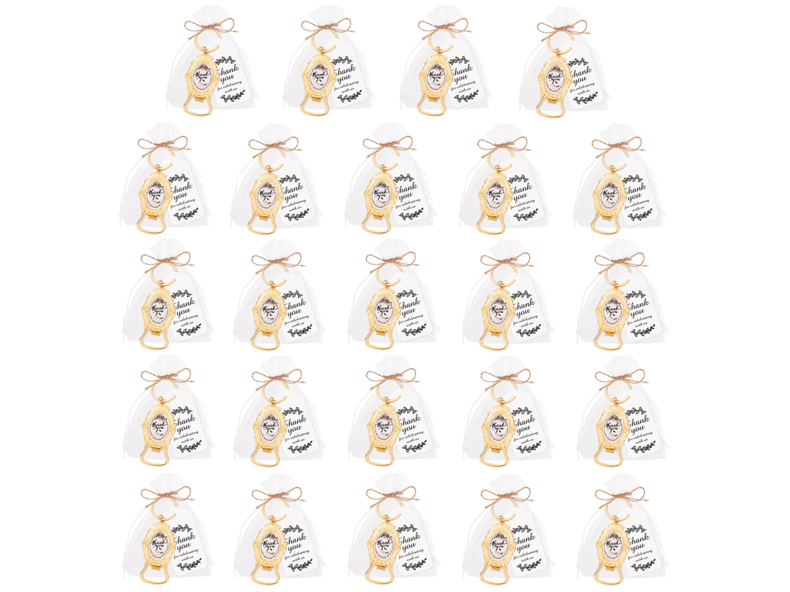 Laxiscreed Chaveiro Abridor De Garrafas Gold Pack De 24 - Presente Criativo Ou Para Casamento