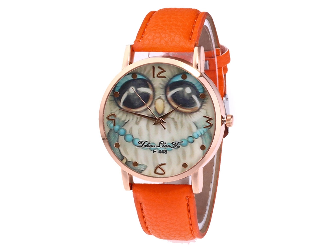 Relógio de quartzo unissex casual Zhoulianfa com pulseira de couro PU (laranja)