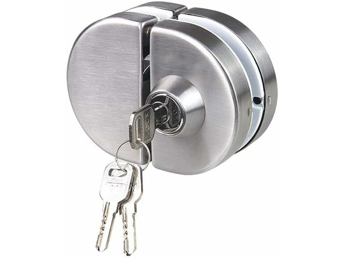 Fechadura Dupla Para Porta De Vidro Em Aço Inoxidável 304, Abertura Ambos Os Lados, Com Ganchos Portas Sem Moldura 10 A 12 Mm Espessura.