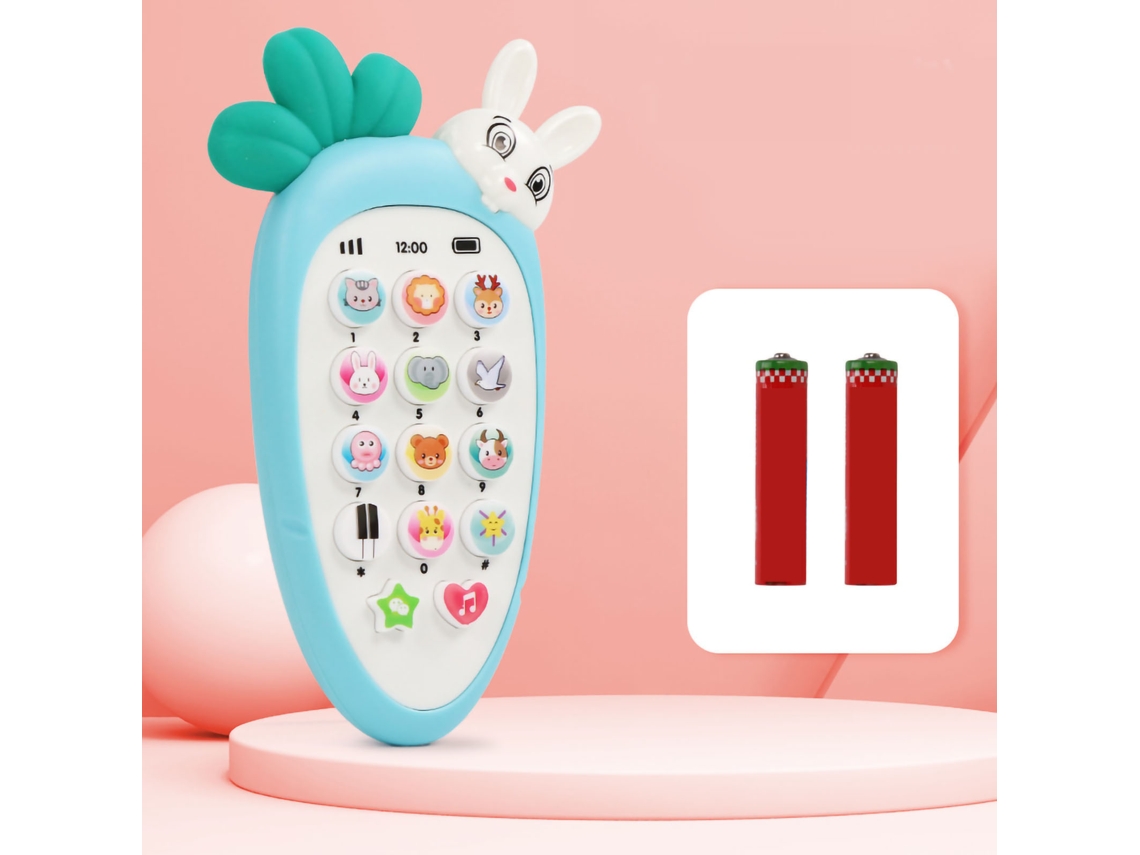 Ats brinquedo Telefone Bebê com Música e Luz Padrão Animal Cartonado Educativo para Bebês de 0 3 Anos Azul
