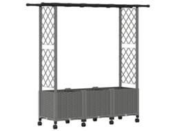 Vidaxl Cama Elevada Com Treliça E Telhado Cinzento-claro Pp