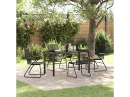 Vidaxl Conjunto De Jantar Para Jardim 5 Unid. Preto Aço Revestido A Pó