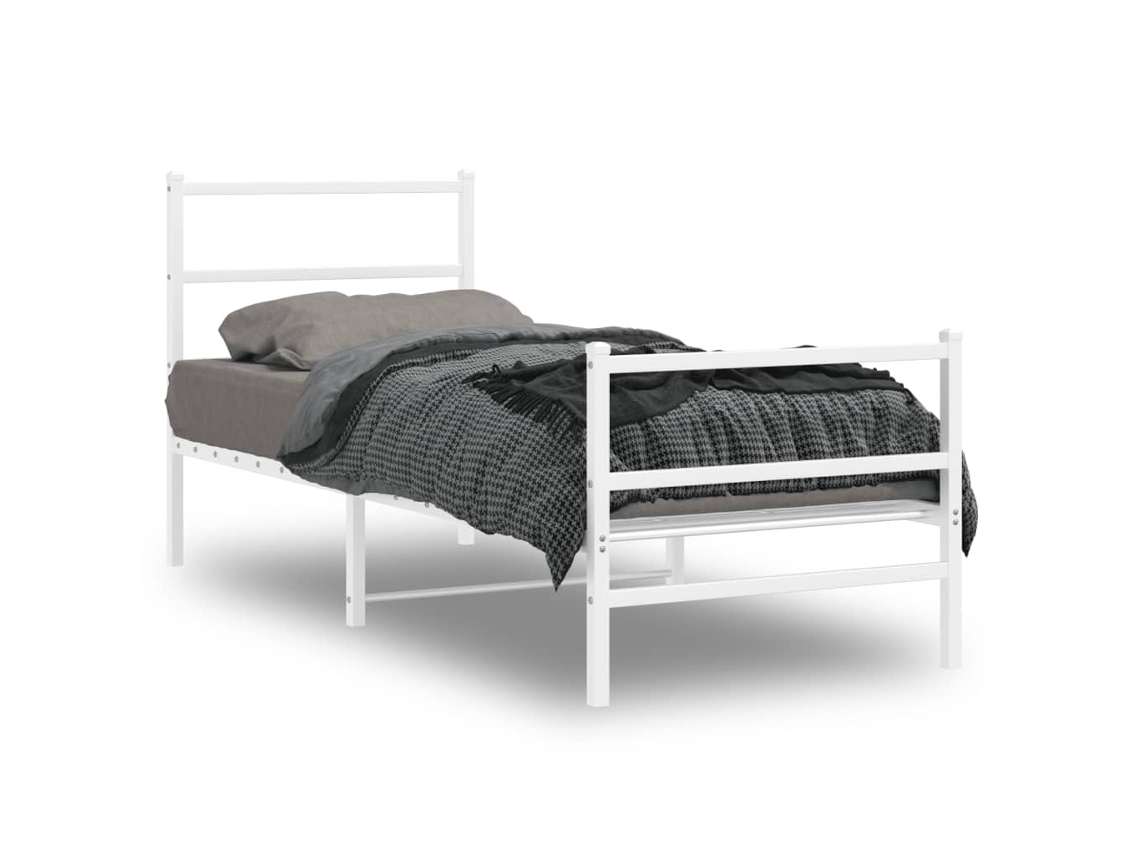 Vidaxl Estrutura De Cama Com Cabeceira E Pés 80x200 Cm Metal Branco
