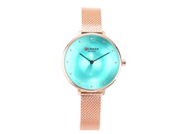 Relógio feminino de quartzo moderno com pulseira de aço, MDUG