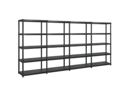 Vidaxl Unidade Com 5 Prateleiras 340x40x185 Cm Plástico Preto