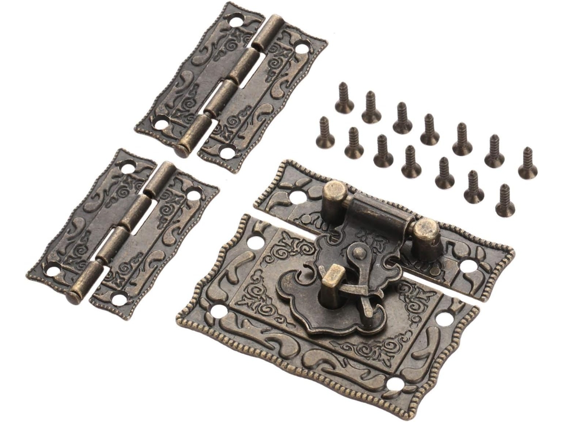 Dobradiças Antigas Decorativas Em Bronze Para Caixas De Madeira,
